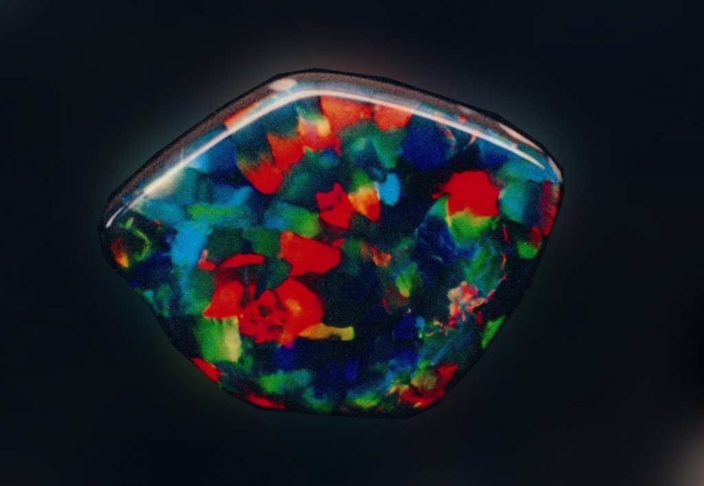 A beautiful full-spectrum harlequin black opal from Richard W. Wise at rwwise.com